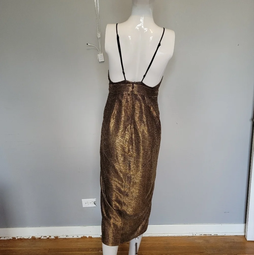 Urban Outfitters Ecote Solid Gold Metallic Tulle Mini Dress, VGUC, Size 2 - Picture 5 of 7